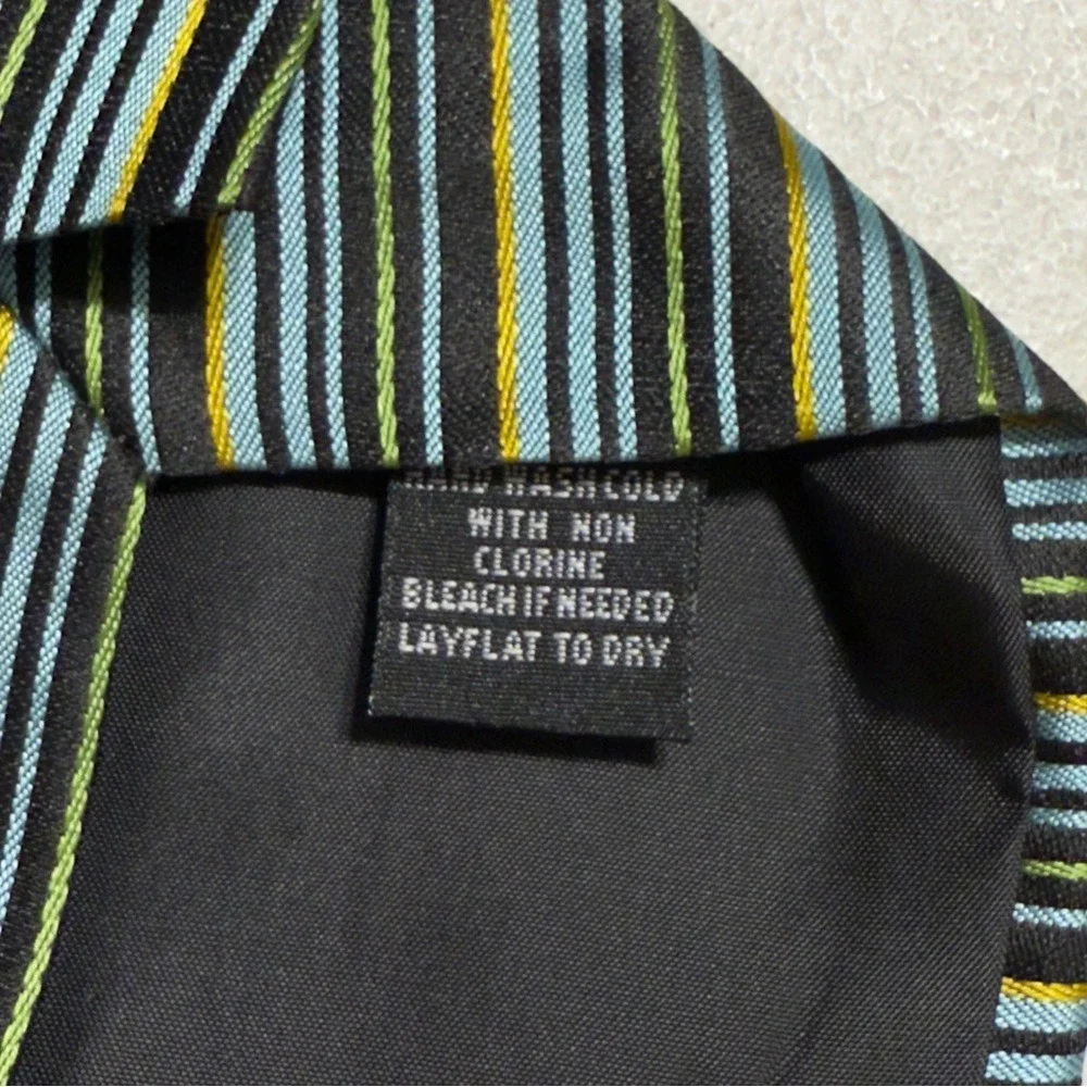 George Martin Blue & Black Striped‎ Tie & Cuff Link Set